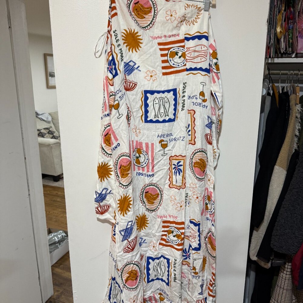 🏷 *NWT*  ✨🍋 Paper Heart Amalfi Print Tie-Waist Maxi Dress 🍹✨ Paper Heart - Picture 2 of 9